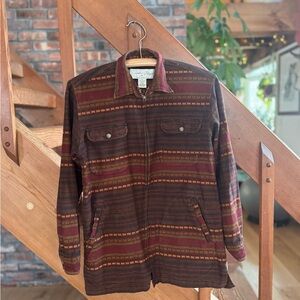 Brown Striped lightweight shacket